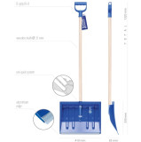 Snow shovel 37.5x49x140mm with wooden handle, blue ALPIN 2 A