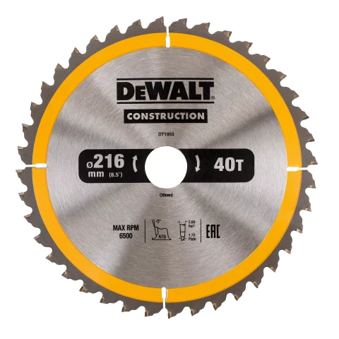 DeWALT Диск пильный 216x30x40T, DT1953-QZ