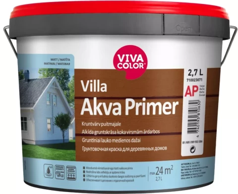 Vivacolor Villa Akva Primer Base AP 2.7L Acrylic primer for wooden surfaces in exterior applications