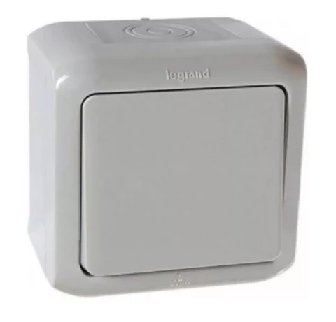 Проходной выключатель 1-клавишный IP44 серый 782383 Legrand