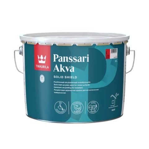 Tikkurila PANSSARI AKVA C 9L Krāsa metāla jumtiem TIKAI TONĒŠANAI!