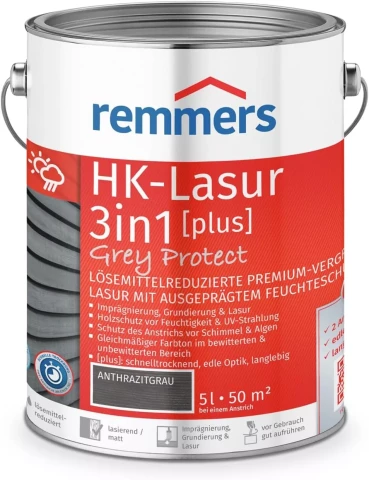 Remmers HK-Lasur Plus 3в1 5л Антрацитово-серый, древесная морилка