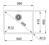 FRANKE izlietne BXX 210/110-54-16 Manual 580x450mm nerūs.tērauds pulēts 127.0372.488