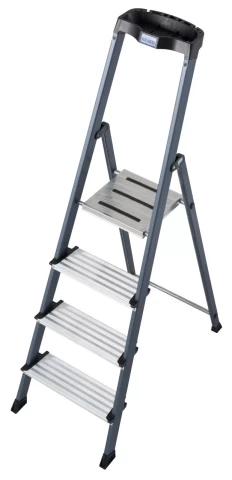 Kāpnes A-veida ar platformu anodētas 4 pakāpieni h= 1.6m KRAUSE Securo