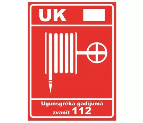 Zīme  ''Ugunsēdzības krāns+ numurs+telefons''  15x22cm