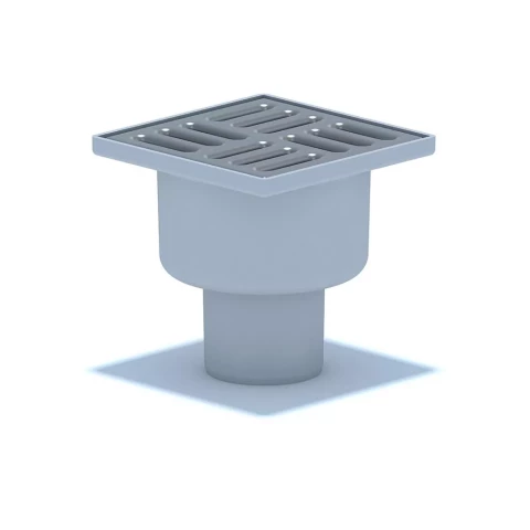 Traps 100x100 DN50 vert.izvads, reste no ner.tērauda