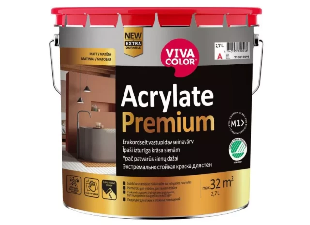 Vivacolor Acrylate Premium A 2.7L Extremely durable matt wall paint with anti-mold additive