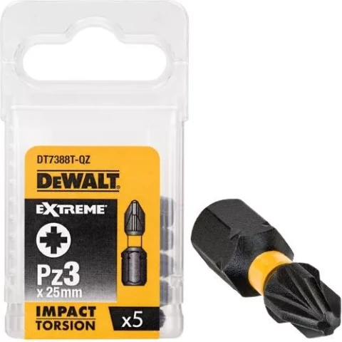 DeWALT EXTREME IMPACT TORSION uzgaļi PZ3, 25 mm, 5 gab/iep., DT7388T-QZ