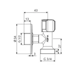 SCHELL Compact veļas/trauku mašīnas stūra ventilis 1/2''x3/4" ā.v. hroms, 054400699