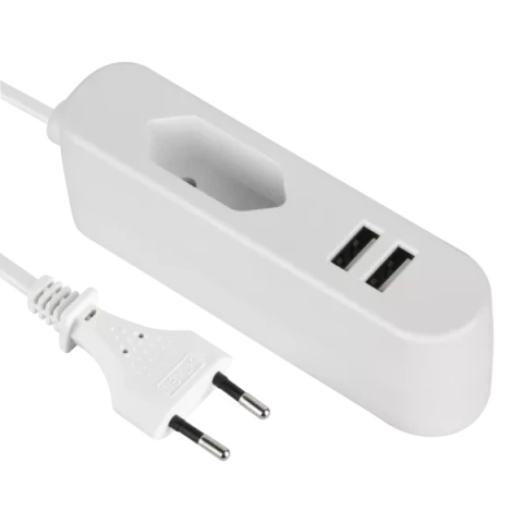 Adapteris 1P 2USB 2,4A 1,5m