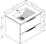 Skapis ar izlietni AMBER Alterna AMB60-1/P 61cm