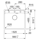 Franke Fragranīta izlietne MRG 610-52A, 56x51cm Urban Onyx, bez pop-up 114.0658.293