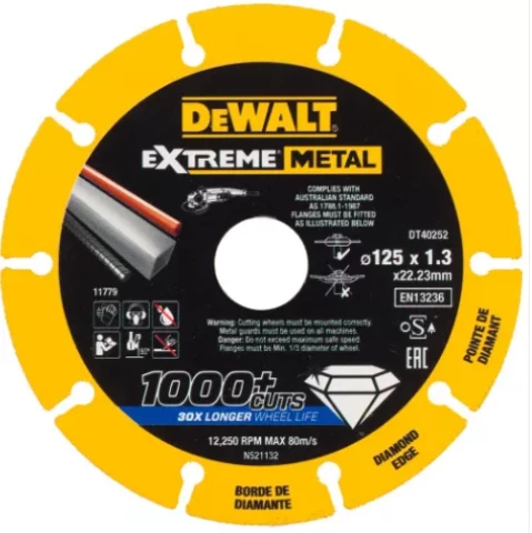 Saw blade DEWALT extreme metal 125x22,23x1.3mm, DT40252-QZ