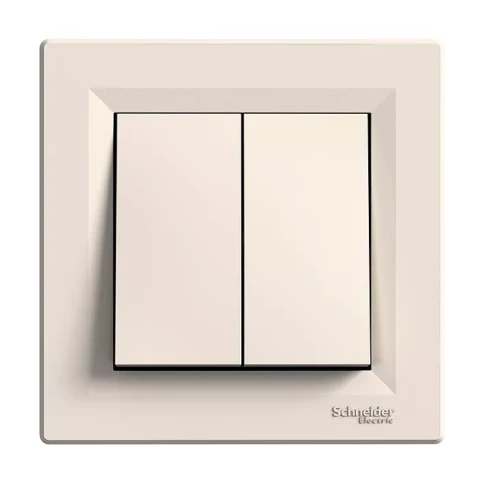 Переключатель 2-клавишный кремовый ASFORA