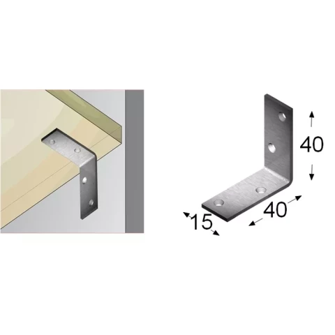 Leņķis mēbelēm 2.0mm 15x40x40mm, 300-202