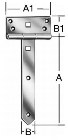 Eņģe T veida vieglā 500x38mm
