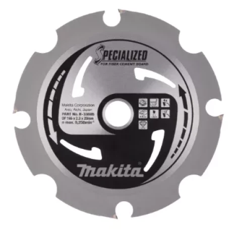 Пильное полотно 165 x 2,3 x 20 мм, 12° T4, для цементных плит T.C.T. MAKITA B-33685