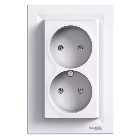 Asfora - double socket outlet without earth - 16A white