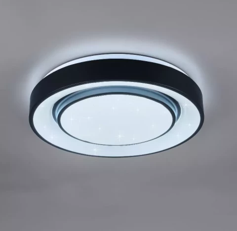 Griestu lampa TRIO Mona LED 20W 2400Lm 3000-6000K RGB D41cm melna WIZ R65041032