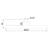 Dušas galva D250mm  1/2' , hromēta