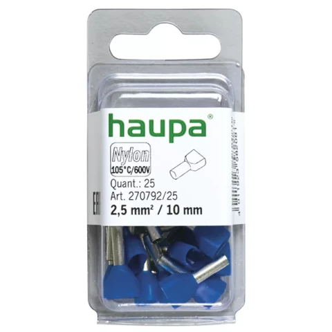 Kabeļu āderuzgalis dubultais  2.5/10 zils 25gb/iep.