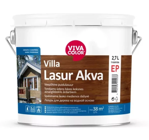 Vivacolor VILLA LASUR AKVA EP 2.7L Tonējams antiseptiķis Kolorex Akva