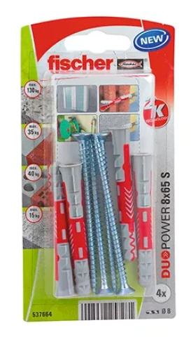 FISCHER Universālas divkomp.tapas 8x65 S 4gab 61-53005B