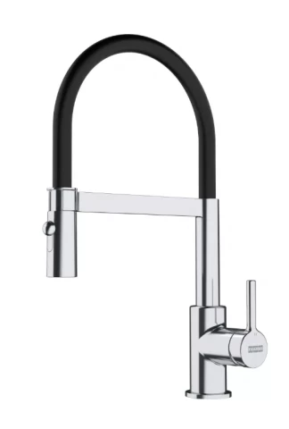 Franke virtuves izlietnes maisītājs Lina Semi Pro, izvelkams uzgalis, melns/hromēts, 115.0626.085