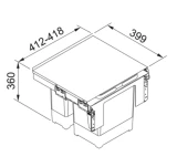 FRANKE Atkritumu šķirošanas sistēma Garbo 450mm (1x12L,1x18L) 121.0200.692