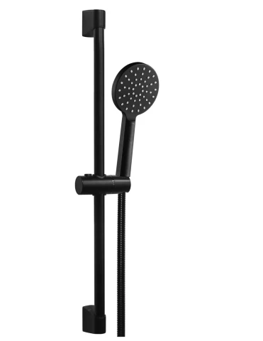 Dušas komplekts melns (stienis+pievads+dušas galva 3 režīmi)