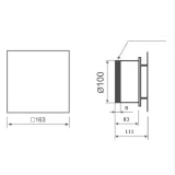 Nosūces ventilators MM-P 06 100/105 TH stikls balts spīdīgs