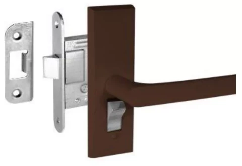 Slēdzene iekaļamā Kurzeme AC45+brūni rokturi-uzlikas+WC poga