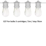 Dārza virtene 5xE27 spuldzēm balta 5m solis 70cm H05VV-F 2x0.75 inlin