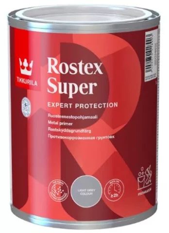 Tikkurila ROSTEX SUPER 1L Gaiši pelēka grunts metālam Ātri žūstoša pretkorozijas gruntskrāsa