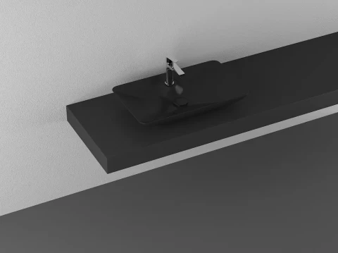 Uzliekama izlietne galda virsmai SistemaY Clear 65x39.5cm Matt Black