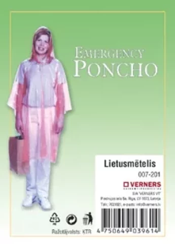 Lietus mētelis/pončo, bez pogām