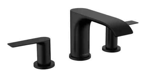 Смеситель для умывальника Hansgrohe Vivenis 90, pop-up, 3 отверстия, на поверхности, черный матовый, HG75033670