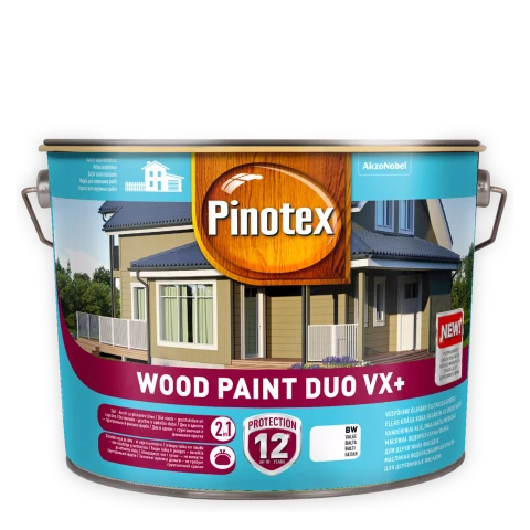 Pinotex WOOD PAINT DUO VX+ BW 10L Краска для деревянных фасадов 2в1 Грунтовка и финишное покрытие Белая