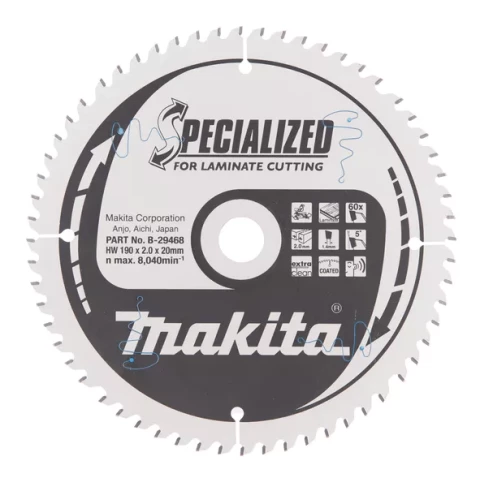 Zāģripa 190x20x2,0mm 60T 5°  LAMINATE, SPECIALIZED, Makita B-29468