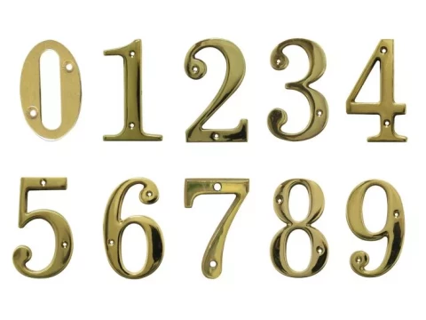 Door number 5 brass 5,5/3 cm