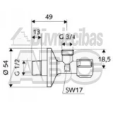 SCHELL ventilis veļas mašīnai  1/2''x3/4  033000699