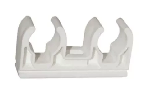 держатель трубы ( белый, Двойной клип) 28mm. 5 шт пакет