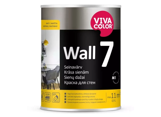 Vivacolor WALL 7 A 0.9L Matēta mazgājama krāsa sienām