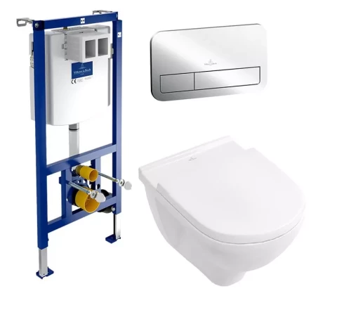 Villeroy&Boch O.Novo pods, ViConnect iebūv. rāmis, soft-close vāks, hromēta skalošanas poga,5660D201
