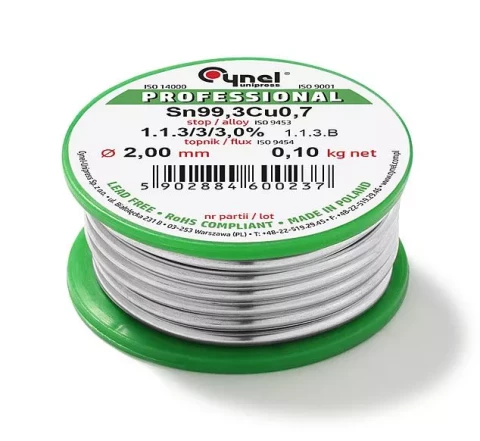 Lodalva Sn99,3Cu0,7-1.1.3/3.0%  Ø 3,0 mm 100 gr.(Cu1)