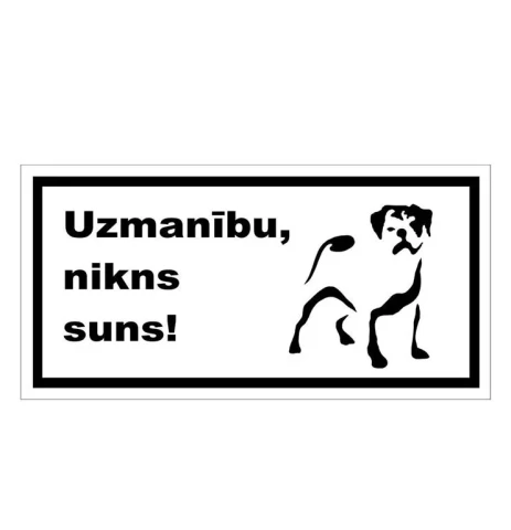 Zīme  ''Uzmanību,suns!''  (franču buldogs) 10x20cm