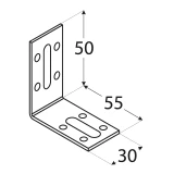 Leņķis 50x55x30x2.0mm, regulējams