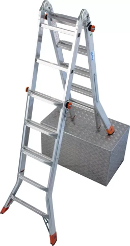 Kāpnes 4x5 pakāpieni kombinējamas, teleskopiskas h=5.35m KRAUSE Monto TeleMatic