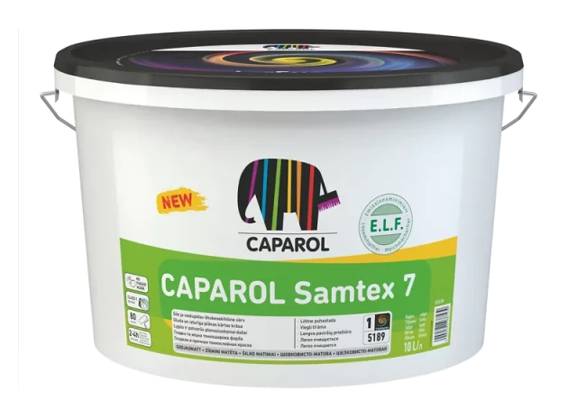 Caparol SAMTEX 7 B3 2,35L zīdaini matēta krāsa iekšdarbiem TONĒŠANA