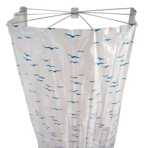 Ridder salokāma dušas kabīne 210x170mm, inox turētājs, vinila zils dušas aizskars